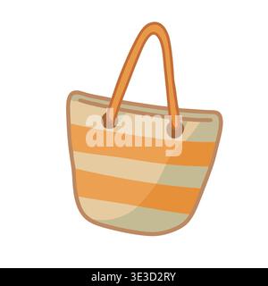 Strandtasche Sommer Tote Hand gezeichnete Illustration für Urlaub Stock Vektor