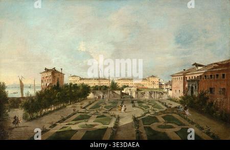 Der Garten des Palazzo Contarini dal Zaffo Ende der 1770er Jahre Francesco Guardi (Italienisch, 1712–1793) Stockfoto