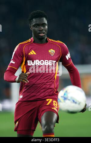 Rom, Italien. März 2026. Rubinio Vaz von Roma während des italienischen Meisterschaftsspiels Serie A zwischen AS Roma und US Lecce am 22. März 2026 im Stadio Olimpico in Rom, Italien - Credit: Federico Proietti / Alamy Live News Stockfoto