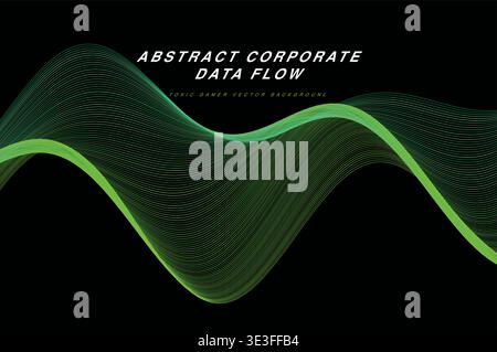 Abstrakter Corporate Data Flow Ribbon Wave Vektor Hintergrund, glatte 3D fließende Linien Moderne Technologie Business Hintergrundbild, Bunte Gradient Streifen Pat Stock Vektor