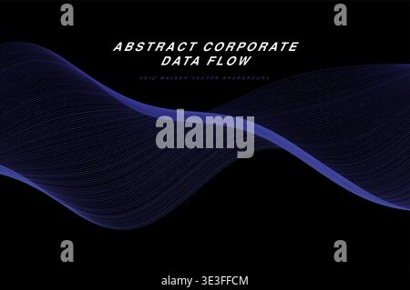 Abstrakter Corporate Data Flow Ribbon Wave Vektor Hintergrund, glatte 3D fließende Linien Moderne Technologie Business Hintergrundbild, Bunte Gradient Streifen Pat Stock Vektor