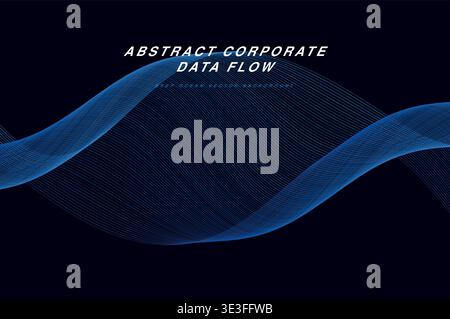 Abstrakter Corporate Data Flow Ribbon Wave Vektor Hintergrund, glatte 3D fließende Linien Moderne Technologie Business Hintergrundbild, Bunte Gradient Streifen Pat Stock Vektor