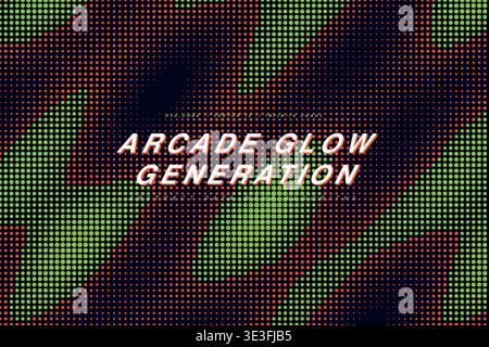 Abstrakter Cyberpunk Halftone Dot Wave Technologie Hintergrund, Mathematische Optische Illusion Sci-Fi Neon Gitter Muster Vektor Hintergrund, Futuristische Daten Stock Vektor