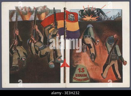 España. Guerra Civil (1936-1939). Brigadas Internacionales. Cartilla de la XV Brigada Internacional. Stockfoto
