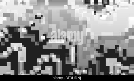 Schwarz-weiß gepixelte Glitch-Textur mit digitaler Komprimierung Stockfoto