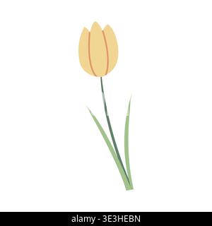 Minimale Tulpenblumenillustration in flachem Pastellstil. Perfekt für Frühlingsdesign, Branding und dekorative Projekte. Einfaches botanisches Element für Stock Vektor