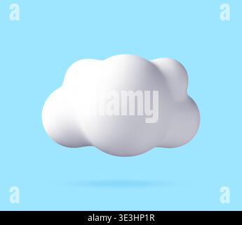 Weiße flauschige Wolke 3D-Illustration auf Blau Stock Vektor