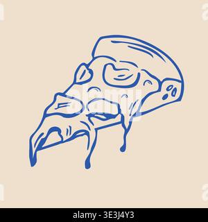 Handgezeichneter Pizzascheiben-Doodle. Illustration Von Vektorlinien Stock Vektor