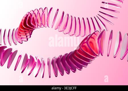 Rosa 3D-Spiralwelle auf hellrosa Hintergrund Stockfoto