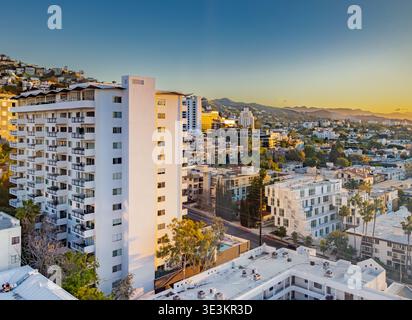 Blick aus der Vogelperspektive auf den West hollywood-Sunset blvd Stockfoto