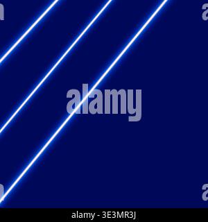 Futuristischer Rahmen mit leuchtenden Neonlinien auf dunklem Hintergrund. Dynamische Lichtstrahlen für digitales Design, visuelle Technik, Musikveranstaltungen, Poster Stockfoto