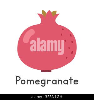 Illustration des flachen Granatapfelvektors. Granatapfel Cartoon Clipart Stil isoliert auf weißem Hintergrund. Gemeinsames Fruchtkonzept Stock Vektor
