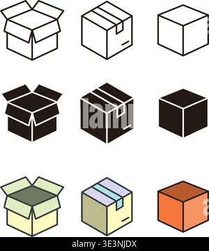 Box Symbol Set Vektor Design Vorlagen einfaches und modernes Konzept Stock Vektor