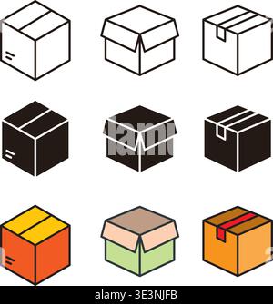Box Symbol Set Vektor Design Vorlagen einfaches und modernes Konzept Stock Vektor