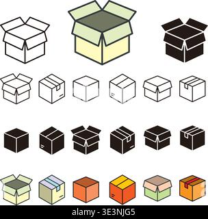 Box Symbol Set Vektor Design Vorlagen einfaches und modernes Konzept Stock Vektor