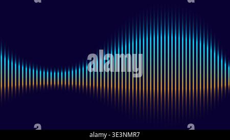 Nahtlose digitale Audio-Equalizer-Wellengrafik in Neonblau und Gold auf dunklem Hintergrund Stock Vektor