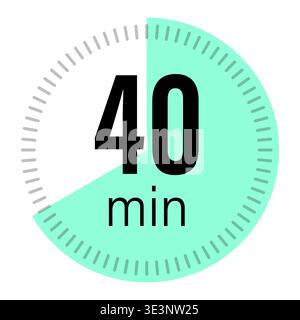 Vierzig Minuten Timer. Zeitmanagement Vektor. 40 Zahlen. Grünes Kreissymbol. Nur manueller Vektor. Kein autotrace verwendet. EPS 10. Stock Vektor