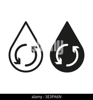 Wassertropfenset. Liquid Recycle Vektor. Ökologische Natursymbole. System zur Wiederverwendung von Ressourcen. Nur manueller Vektor. Kein autotrace verwendet. EPS 10. Stock Vektor