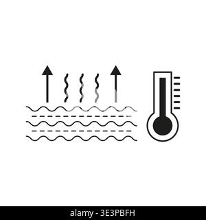 Symbol Verdunstung Vektor festlegen. Symbol für Wasserwärme. Ansteigendes Dampfmuster. Warmes Klimazeichen. Nur manueller Vektor. Kein autotrace verwendet. EPS 10. Stock Vektor