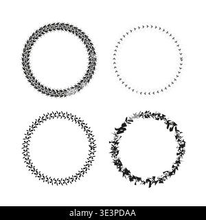 Satz kreisförmiger Rahmen. Vektor mit rundem Rand. Dekorative Kranzform. Set mit Blumenschmuck. Nur manueller Vektor. Kein autotrace verwendet. EPS 10. Stock Vektor