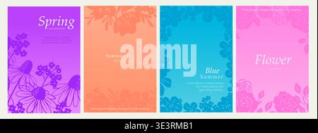 Helle Banner mit Blumenverlauf. Die Farben Pink, Blau, Orange und Lila. Hintergrund für Rabatt oder Verkauf. Stock Vektor