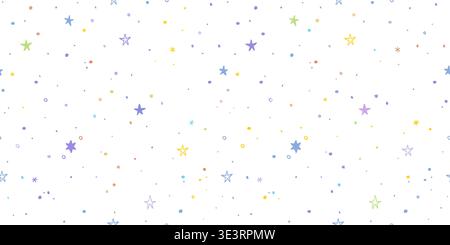 Farbenfroher Hintergrund im Sternenhimmel. Nahtloses Vektormuster. Nahtloses Geschenkpapier mit Sternen. Stock Vektor