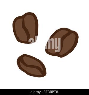 Kaffeebohnen. Handgezeichnetes Objekt im Doodle-Stil. Einfache isolierte Umrisse. Stock Vektor