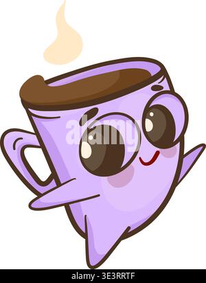 Niedliche Zeichentrickbecher mit Emotionen, Vektor-Illustration. Stock Vektor