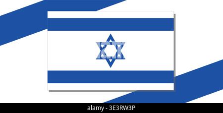 Nationalflagge Israels mit blauem Davidstern und zwei horizontalen blauen Streifen auf weißem Hintergrund. Vektordesign Stock Vektor