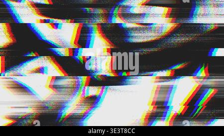 Glitch VHS-Textur mit chromatischer Aberration und Scanlinien Stockfoto