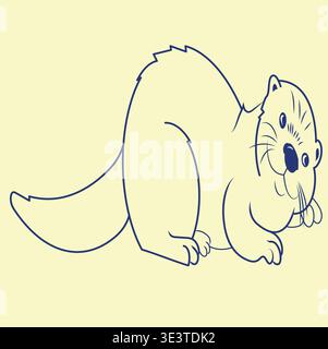 Patagonian Otter Huillín Vektor Illustration – minimalistische Wildlife Icon für Öko Branding und nachhaltige Verpackung. Stock Vektor