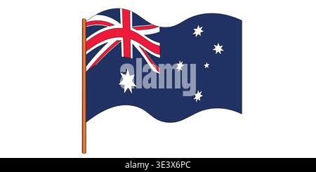 Flagge Australiens. Australisches Nationalsymbol in offiziellen Farben. Vorlagensymbol. Abstrakter Vektorhintergrund Stock Vektor