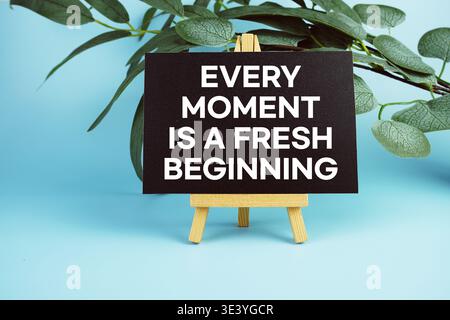 Jeder Moment ist Ein neuer Anfang Motivations- und inspirierende Zitate Stockfoto