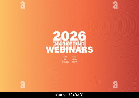 Hintergrundvorlage für moderne Webinare für Unternehmen. Lebendiger Verlauf mit gleichmäßigen konzentrischen Radialwellen für 2026 Business-Marketing-Präsentationen Stock Vektor