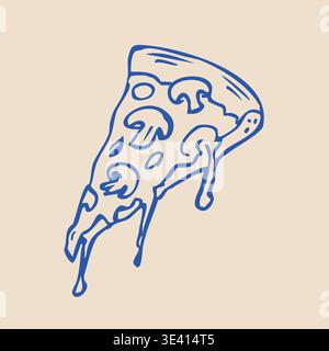 Handgezeichneter Pizzascheiben-Doodle. Strichgrafik-Illustration Stock Vektor