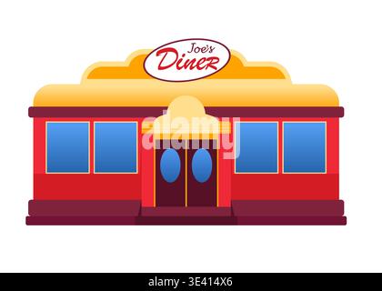 Joes Diner – Bunte Flache Illustration Stock Vektor