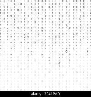Matrix. Binärer Hintergrund. Matrixeffekt bei sinkenden Zahlen. Digitaler Datenstrom. Binärcode Stock Vektor