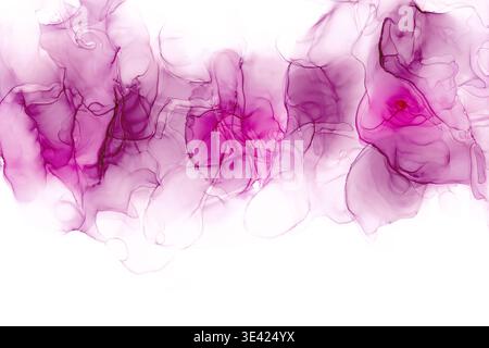 Rosa Alkohol Tinte Textur Hintergrund. Kreative fluide Marmor Textur, rosafarbener flüssiger Aquarellhintergrund. Handgemalt auf Papier. Flecken in der Tinte von Flussalkohol Stockfoto