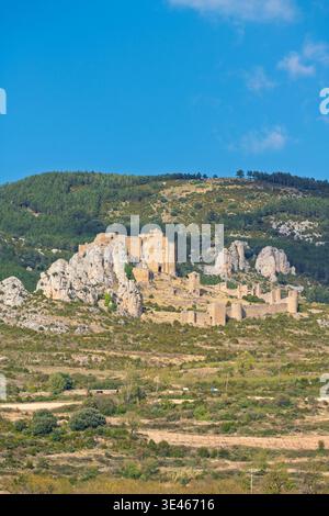 Loarre, Spanien, 11. Oktober 2025. Blick auf das berühmte spanische Schloss Loarre in der Provinz Huesca, Aragon Stockfoto