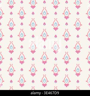 Zartes Paisley-Motiv In Creme Pink Blue Stock Vektor