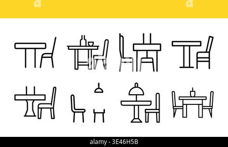 Antike ägyptische Hieroglyphendarstellungen verschiedener Möbelstücke und Sitzanordnungen isoliert auf transparentem Hintergrund Stock Vektor
