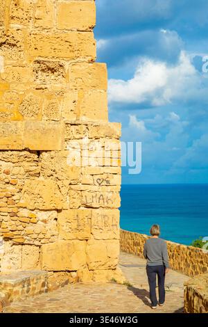 Tunesien, Gouvernement Nabeul, Kelibia, Festungsmauern Stockfoto