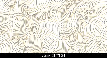 Luxuriöses abstraktes Wellenmuster, elegante goldene Linien auf weißem Hintergrund. Modernes Vektordesign Japanische und chinesische Elemente, glatte Kurven, geometrische Stock Vektor