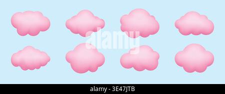 Weiche rosa, süße Wolken. Symbolgruppe. Stock Vektor