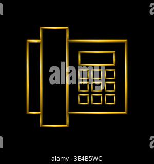 Bürotelefon Gold Icon, Kommunikation, Kundensupport anrufen, Hotline-Services. Premium moderne goldene Linien Vektor. Stock Vektor