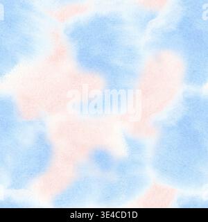 Abstraktes Pastell Aquarellmuster Hintergrund mit weichen rosa und blauen Flecken in einer handgemalten Textur Stockfoto