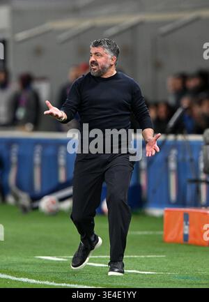 Gennaro Gattuso, italienischer Manager, gibt Anweisungen während des KO-Play-offs zwischen Italien und dem Norden der FIFA-Weltmeisterschaft 2026 heraus Stockfoto