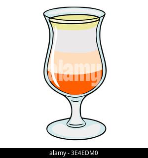 Mehrschichtiger Cocktail in einem Hurrikanglas, lebendige Vektor-Illustration Stock Vektor