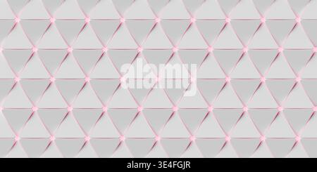 Weiße abstrakte Tapete mit geometrischen Formen und Dreiecken im Vordergrund. Eine Textur mit einem sich wiederholenden geometrischen Muster im Sci-fi-Stil Stockfoto
