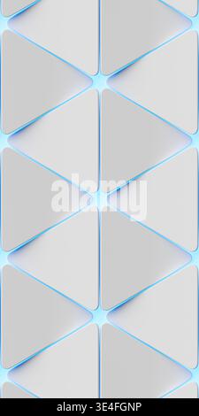 Weiße abstrakte Tapete mit geometrischen Formen und Dreiecken im Vordergrund. Eine Textur mit einem sich wiederholenden geometrischen Muster im Sci-fi-Stil Stockfoto